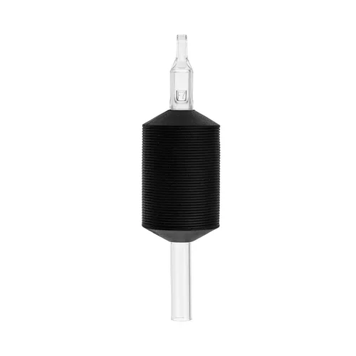 Miniatura 7 de VORTEX - Empuñaduras de tubo desechables de silicona suave de 1.25 pulgadas, color negro, con puntas largas transparentes, 15 unidades (7D)