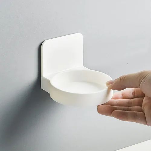 Miniatura 3 de Estante flotante redondo de plástico adhesivo para colocar en la pared, soporte para tazas, organizador de ducha, estantes para botellas (2 unidades)