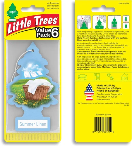 Miniatura 2 de LITTLE TREES Ambientador de coche Árbol colgante que proporciona un aroma de larga duración para el automóvil y el hogar Lino de verano, 24