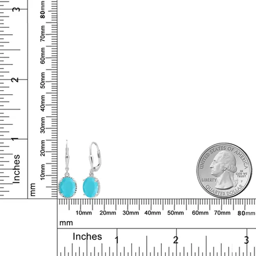 Miniatura 145 de Gem Stone King Aretes colgantes de gota para mujer, plata de ley 925, piedra natal ovalada de 0.354 x 0.276 in, joyería fina, regalos para ella