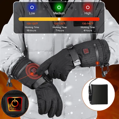 Miniatura 3 de MADETEC Guantes térmicos para hombres y mujeres, 7.4 V 22.2 Wh, batería recargable, guantes térmicos eléctricos, para pantalla táctil completa