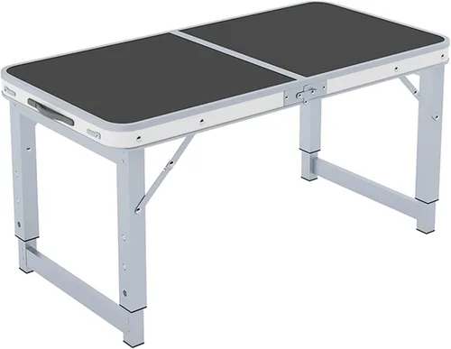 Miniatura 13 de Mesa plegable con taburete, mesa plegable de altura ajustable, picnic, campamento, al aire libre, aluminio ligero portátil, con asa de transporte