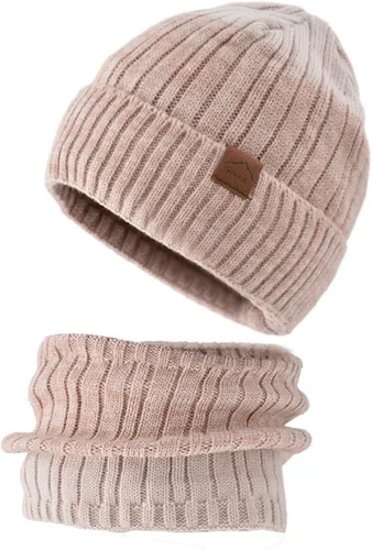 Miniatura 6 de Conjunto de gorro de invierno para hombre y mujer, gorro de punto holgado, gorro de calavera con puños acanalados, gorro térmico elástico