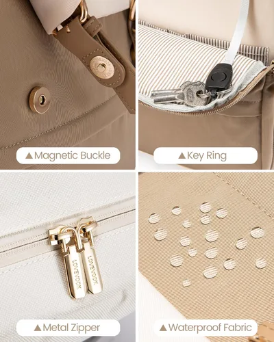 Miniatura 4 de LOVEVOOK Mochila para computadora portátil para mujer, mochila de viaje para computadora de 17 pulgadas, mochila de mano para profesores, para Beige