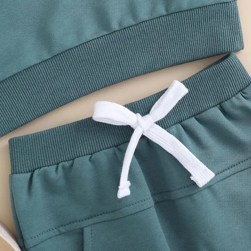 Miniatura 70 de Conjunto de ropa de otoño e invierno para bebé y niño, sudadera larga con capucha y pantalones para niños pequeños, 6, 12, 18, 24 meses, 2T