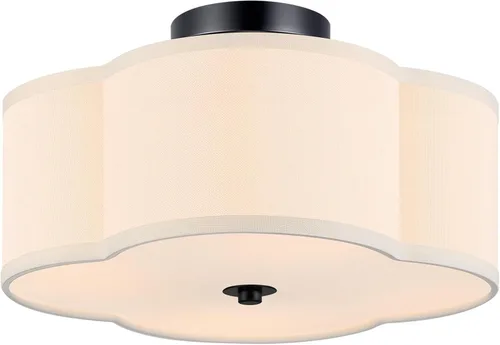 Miniatura 17 de VONLUCE Lámpara de techo semiempotrada de 12.6 pulgadas, moderna lámpara de techo de 3 luces con pantalla en forma de pétalos blancos, 3 enchufes