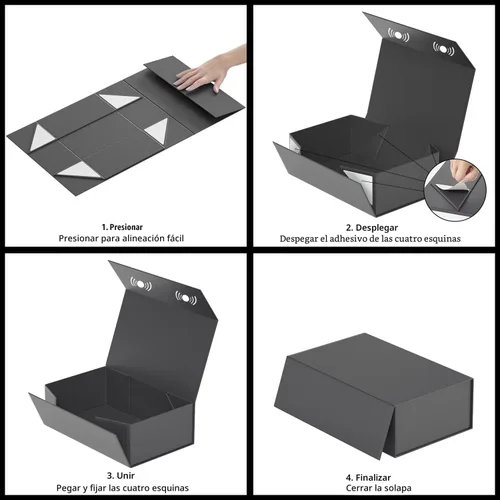 Miniatura 5 de RYDDOY Caja de Regalo Negra, 9.5x6x3'' Cajas de Regalo para Regalos con Tapas Cierre Magnético Rectangular Plegable para Caja de Propuesta