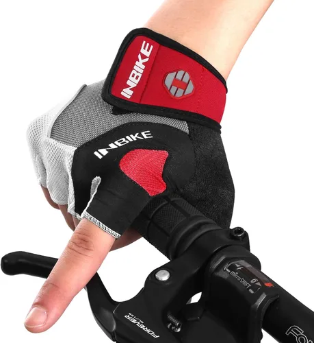 Miniatura 6 de Inbike - Guantes de ciclismo para hombre, 5 mm 0.19 pulgadas, almohadilla de gel absorbente de golpes, antideslizantes, transpirables