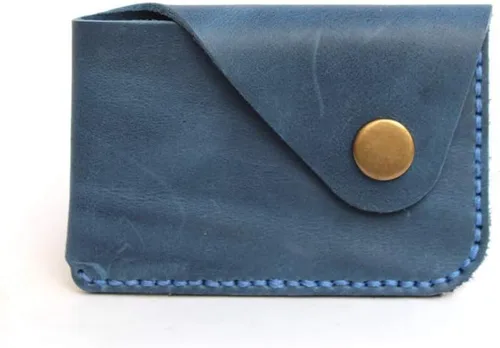 Miniatura 55 de Cartera organizadora de tarjetas de bolsillo frontal cosida a mano minimalista de cuero genuino para tarjetas, billetera con tarjetero pequeño, Negro