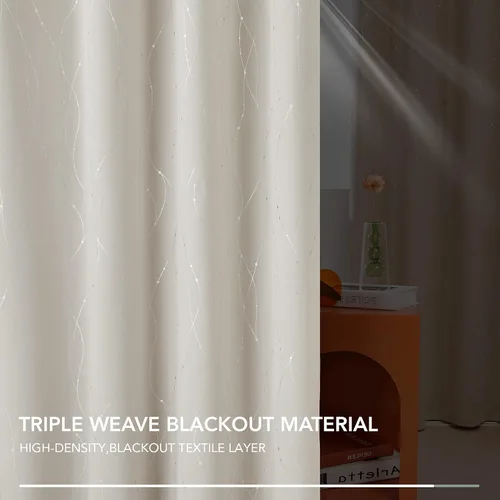 Miniatura 4 de Deconovo Cortinas blackout para sala de estar, 84 pulgadas de largo, para oscurecer la habitación, con estampado de líneas onduladas y puntos