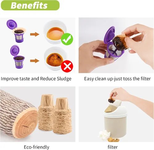 Miniatura 4 de Filtros de papel desechables sin blanquear para cafeteras Keurig 1.0 y 2.0 de una sola porción, ajuste universal para todas las cápsulas de filtro