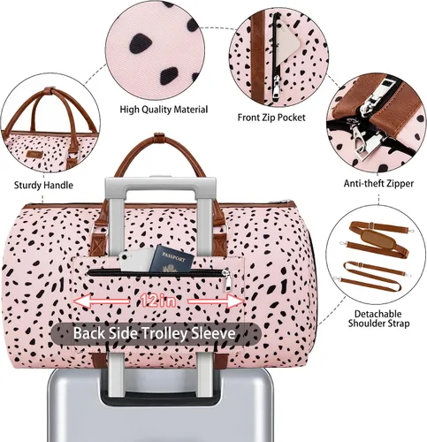 Miniatura 4 de Bolsa de ropa para viaje con neceser convertible de mano para fin de semana, bolsas de viaje grandes para mujeres 2 en 1, bolsa colgante para traje