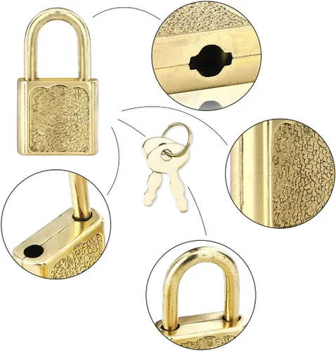 Miniatura 5 de 10pcs Mini lindo diario candados oro pequeño equipaje cerraduras con llaves para decoración de cajas de joyería