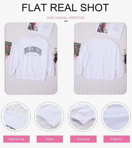 Miniatura 4 de Dokotoo Sudaderas largas con cuello redondo para mujer, estilo vintage, básicas, de gran