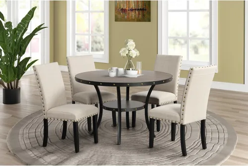 Miniatura 2 de New Classic Furniture Classic Furniture Crispin - Mesa de comedor redonda de madera maciza, 48 pulgadas, color gris