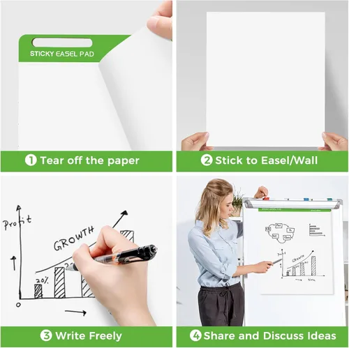 Miniatura 3 de Mini caballete pegajoso de 13 x 17 pulgadas, paquete de 3 hojas de papel de anclaje para profesores, papel autoadhesivo con parte trasera adhesiva