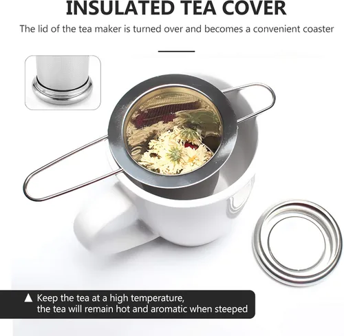 Miniatura 3 de Infusor de té, filtros de malla fina más empinados de acero inoxidable, colador de té de gran capacidad con mango y tapa plegables, colgar