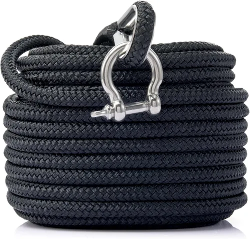 RainierSupplyCo Cuerda de Ancla para Barco - Cuerda Marina de Doble Trenzado Línea de Ancla - 50 pies x 1/4 pulgada Línea de Navegación de Nailon