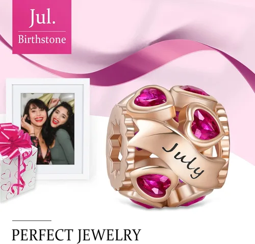 Miniatura 2 de Abalorio de plata de ley 925 con piedra natal de Ningan, abalorio de corazón para pulseras y collares, regalo de cumpleaños para mujeres y niñas