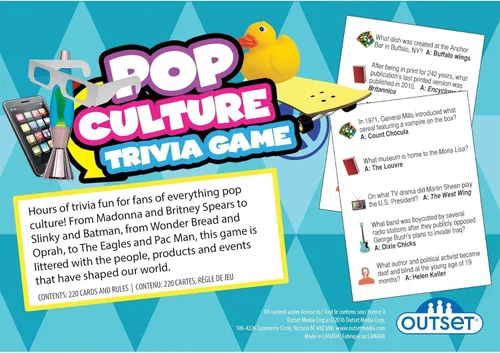 Miniatura 5 de Outset Media Juego de trivia de cultura pop, juego de fiesta, juego familiar, juego de viaje, divertido y fácil de jugar, 1200 preguntas de trivia