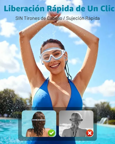 Miniatura 6 de Aegend - Nuevas gafas de natación de visión amplia para adultos, con protección antiniebla/UV, sin fugas, con tapones para los oídos para hombres