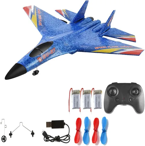 Avión de combate RC SU-27, avión de control remoto para adultos y principiantes, avión RC de espuma ligera duradera con vuelo estable para
