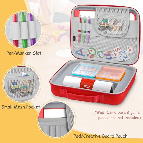 Miniatura 3 de FINPAC Estuche rígido de transporte para juegos Osmo, maletín organizador de almacenamiento grande para base Osmo para iPad, tablero creativo