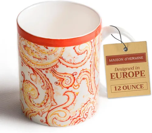 Miniatura 120 de Maison d' Hermine Taza de café con asas, tazas de porcelana fina de hueso, paquete de dos tazas de té para bebidas calientes, capuchino, latte, 015