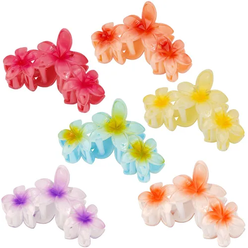 Miniatura 7 de AHONEY 6 pinzas de garra con flores, pinzas para el cabello lindas para mujeres, pinzas de sujeción fuerte, pinzas de garra para el cabello