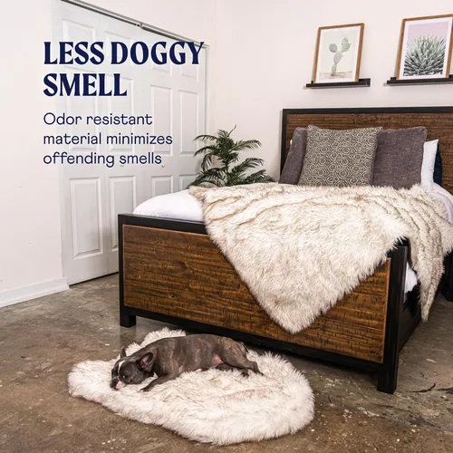 Miniatura 7 de PAW Brands PupRug - Cama ortopédica para perros grandes con piel sintética suave y esponjosa y espuma viscoelástica para aliviar el dolor