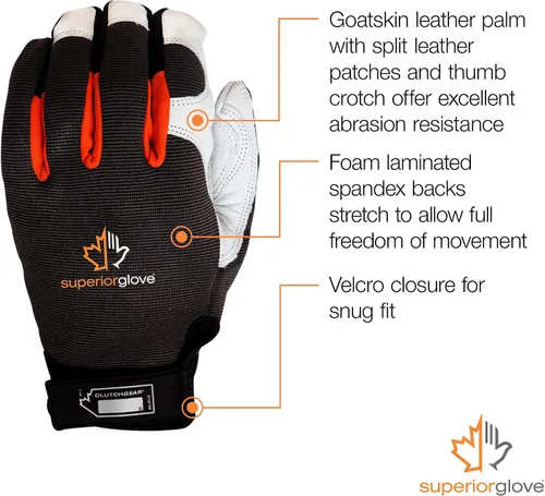 Miniatura 3 de Guantes de cuero mecánico - Equipo de embrague de protección de mano resistente (1 par) MXGCE