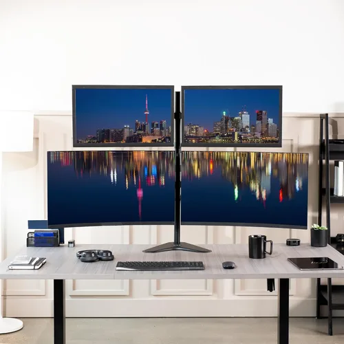 Miniatura 9 de VIVO Soporte para monitor cuádruple de 13 a 30 pulgadas, soporte de escritorio totalmente ajustable, capacidad para 4 pantallas planas o curvas