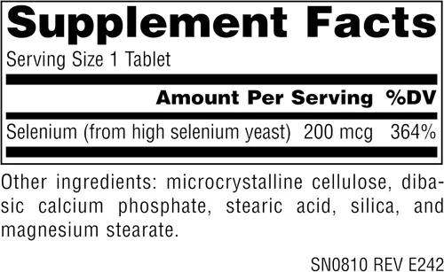 Miniatura 4 de Source Naturals Selenio, Antioxidante Forma Alimentaria Orgánicamente*, 200 mcg - 60 Tabletas