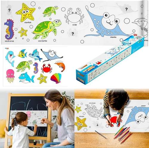 Miniatura 8 de 2 piezas de rollo de dibujo para niños, rollo de papel para colorear para regalo para niños, rollo de papel de dibujo y pintura DIY de 120 * 11.8
