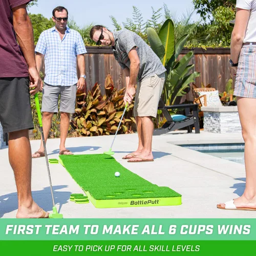 Miniatura 4 de GoSports BattlePutt - Juego de golf de putting de 2 contra 2, juego estilo Pong con verde de putting de 11 pies, 2 putters y 2 pelotas de golf
