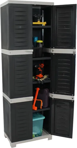 Miniatura 6 de Sunnydaze - Armario de almacenamiento con cerradura, armario de almacenamiento para interiores o garaje con 4 estantes ajustables, 72 pulgadas