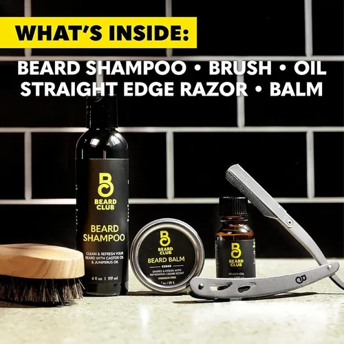 Miniatura 9 de Kit de cuidado de barba y kit de aseo para hombres The Beard Club - Esenciales para un cabello facial más saludable y con estilo - Navaja de filo