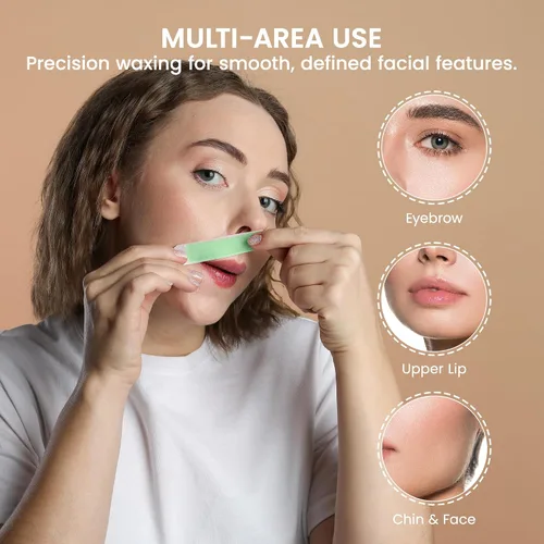 Miniatura 4 de Tiras de cera facial para depilación: trabajo rápido y suave para cara, cejas, labio superior, barbilla, hipoalergénicas para todo tipo de piel, 50