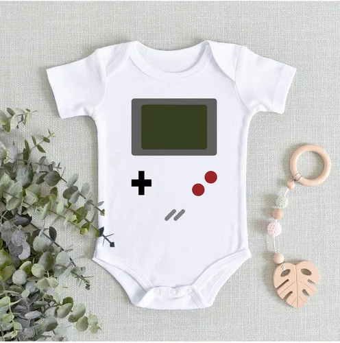 Miniatura 5 de Juego Boy Divertido Adorable Bebé Ducha Gamer Mono Mono