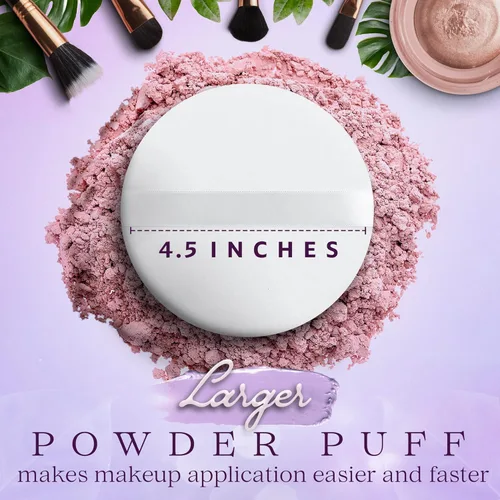 Miniatura 2 de Soplo de polvo Soplos de polvo extra grandes Maquillaje y esponja corporal con cinta de seda para polvo suelto y prensado, polvo, hornear