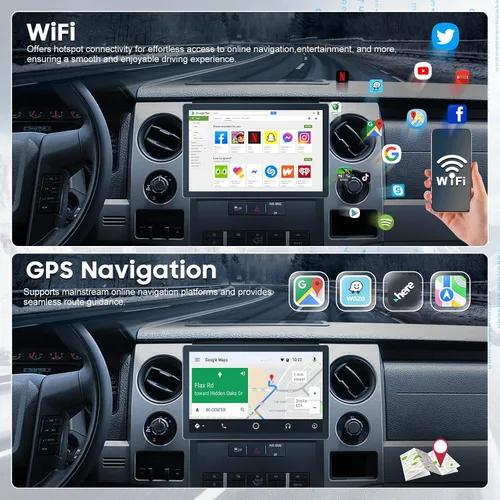 Miniatura 6 de Kit de actualización de radio de coche para Ford F150 2009-2012, CarPlay Android Auto, sistema estéreo de 2 GB+32 GB de 8 núcleos, pantalla táctil