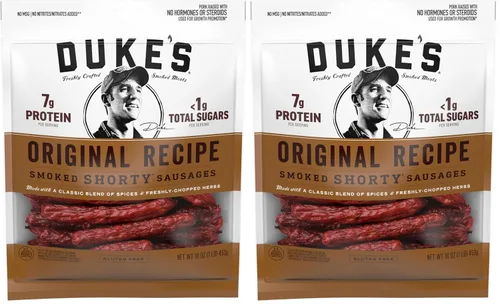 Miniatura 10 de Duke's Salchichas de cerdo ahumadas originales cortas, 7g de proteína por porción, ideales para tablas de embutidos, 16 oz.
