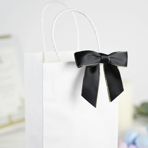 Miniatura 7 de AIMUDI Lazos negros y dorados, lazos prefabricados de 3.5 pulgadas para envolver regalos y recuerdos de fiesta, 50