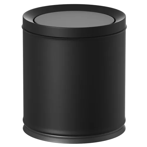 Cubo de basura negro de 10L/2.6 galones con tapa oscilante, cubo de basura para dormitorio con tapa, pequeño cubo de basura para baño, dormitorio,