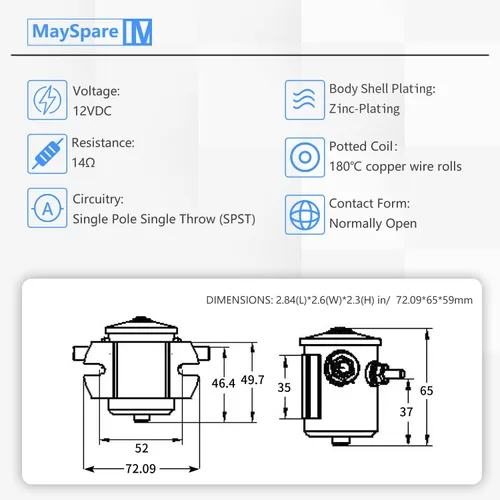 Miniatura 2 de MaySpare Max Transitorio 200A Trombetta 12V Solenoide Relé 3 Terminal Heavy Duty Winch Marine 24106 SPST 12 Voltios Solenoide