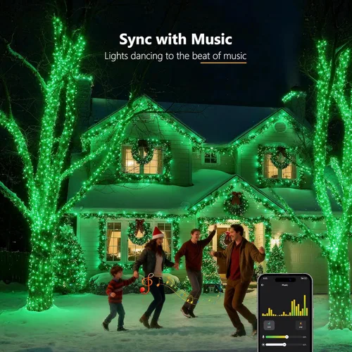 Miniatura 8 de Brizled - Luces de Navidad inteligentes, 66 pies / 20 metros, 200 luces LED que cambian de color para árbol de Navidad con control por aplicación