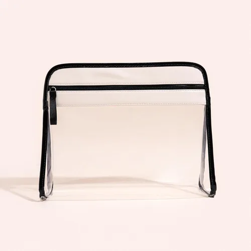 Miniatura 3 de ZOOX Clarity, neceser de lujo y estuche de chorro con ventana transparente, apto para viajes TSA (marfil, bolsa, grande)