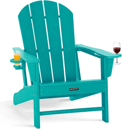 Miniatura 23 de Sillas Adirondack plegables – Silla Adirondack de plástico con soporte para tazas, sillas para exteriores resistentes a la intemperie