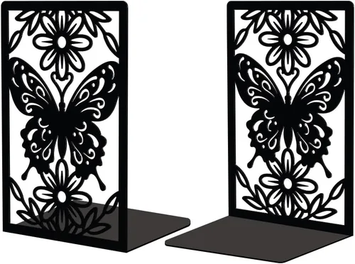 Miniatura 8 de Peacoblue Sujetalibros de Metal para Estantes, Soporte Moderno Decorativo de Servicio Pesado para Libros de Estudio para Oficina, Escritorio