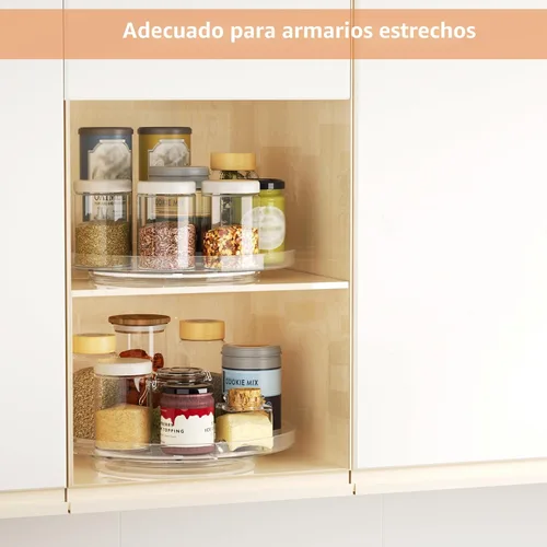 Miniatura 3 de Organizador Giratorio Lazy Susan de 2 Piezas, Bandeja Organizadora Giratoria Transparente de 9 Pulgadas para Superficie de Gabinete, Lazy Susan